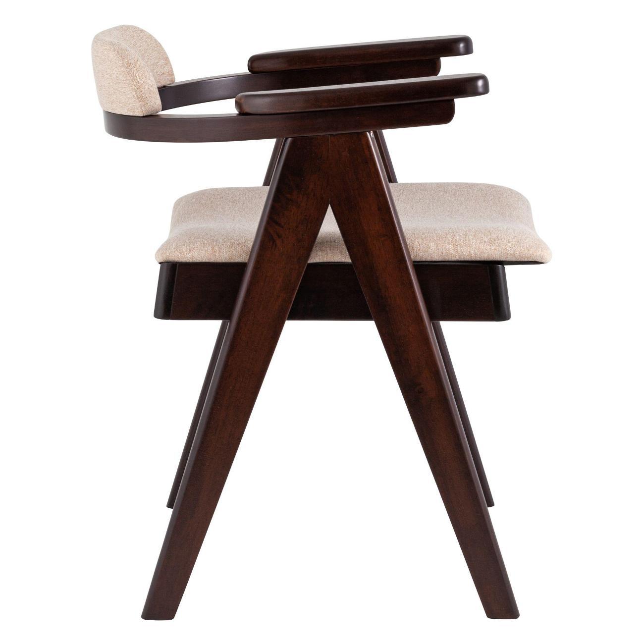 Стул Stool Group для кухни обеденный OLAV, массив гевеи (эспрессо), мягкое сидение, бежевое (комплект 2 стула)