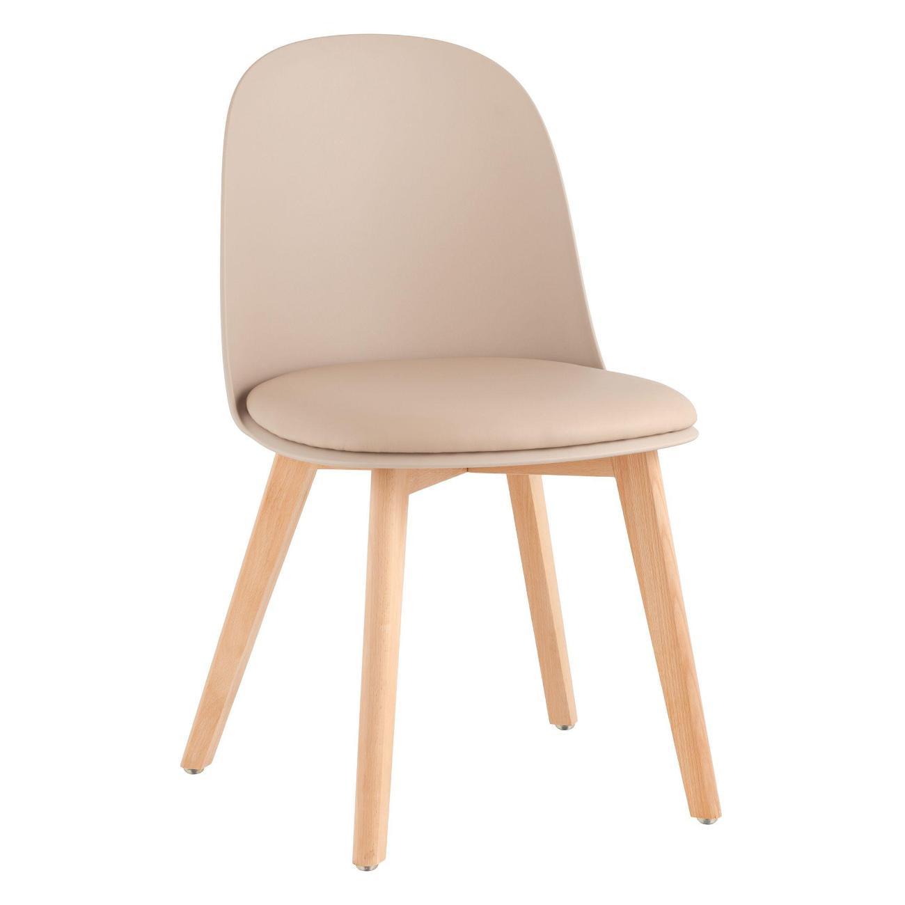 Стул Stool Group для кухни обеденный Fog с подушкой бежевый, деревянные ножки