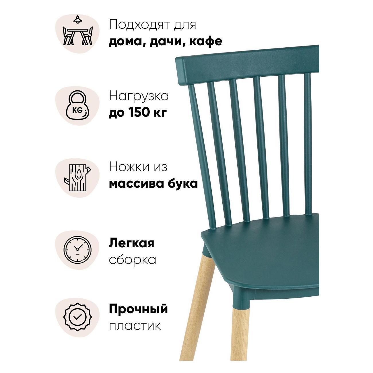 Стул Stool Group для кухни обеденный Field, пластик темно-бирюзовый (комплект 4 стула)