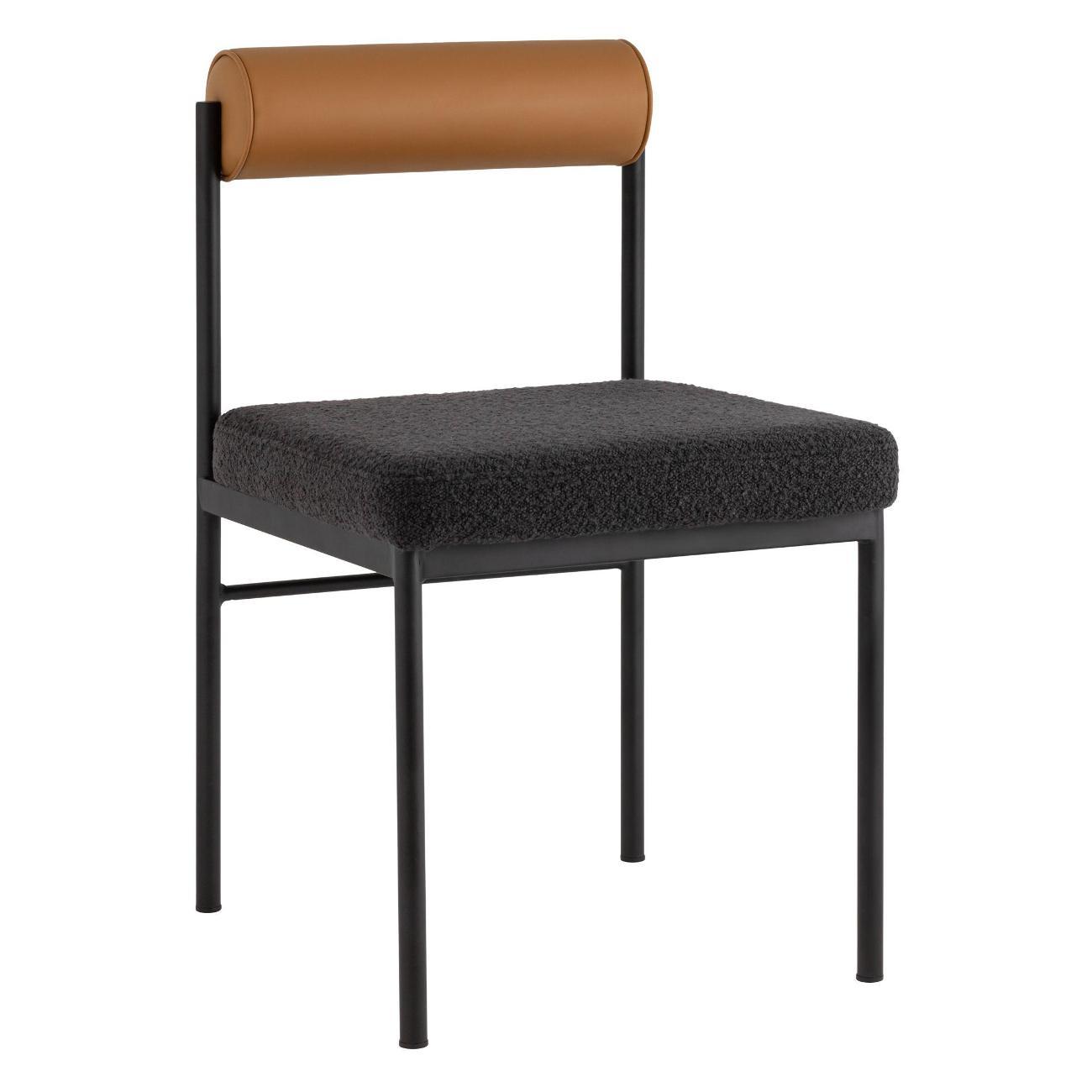 Стул Stool Group для кухни обеденный Балла, темно-серый, коричневая экокожа (комплект 2 шт)