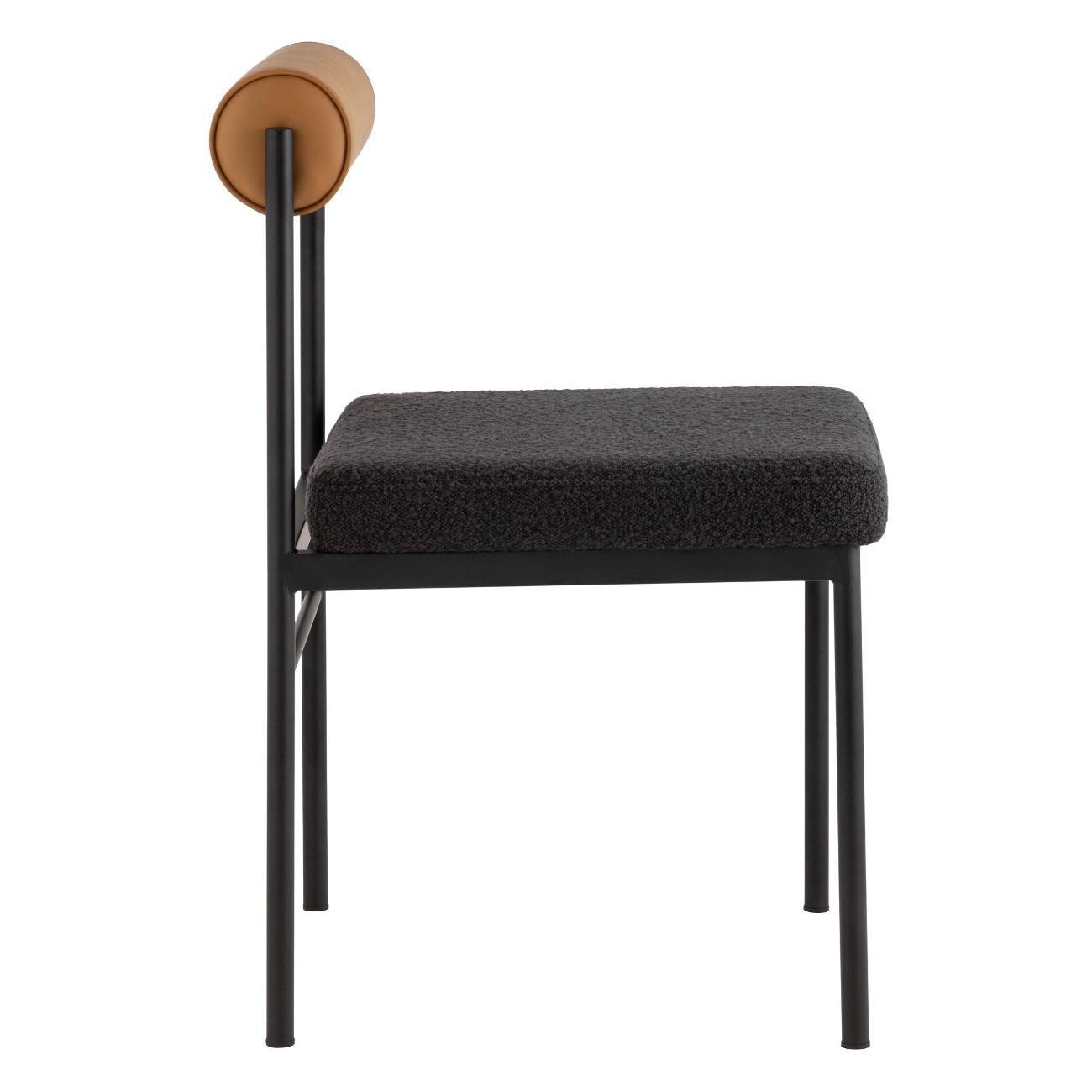 Стул Stool Group для кухни обеденный Балла, темно-серый, коричневая экокожа (комплект 2 шт)