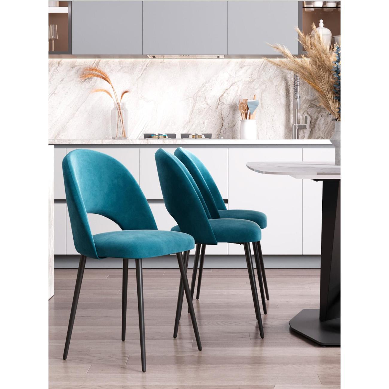 Стул Stool Group для кухни обеденный Меган велюр пыльно-синий