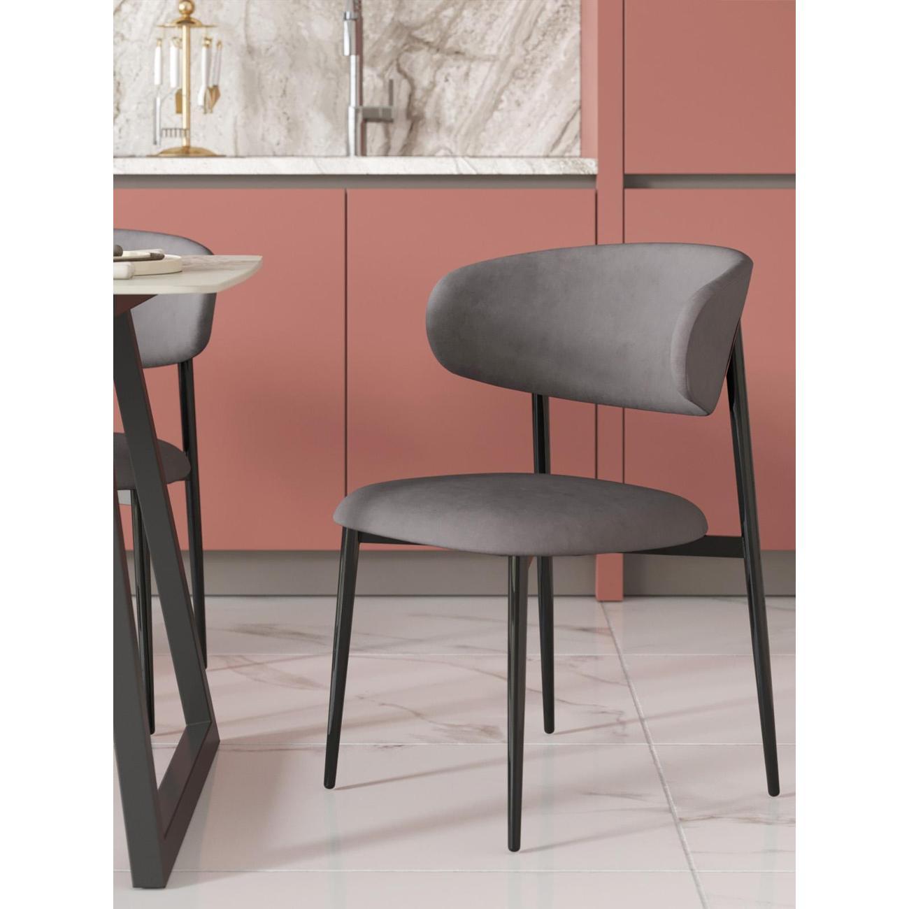 Стул Stool Group для кухни обеденный Килиан велюр серый (комплект
