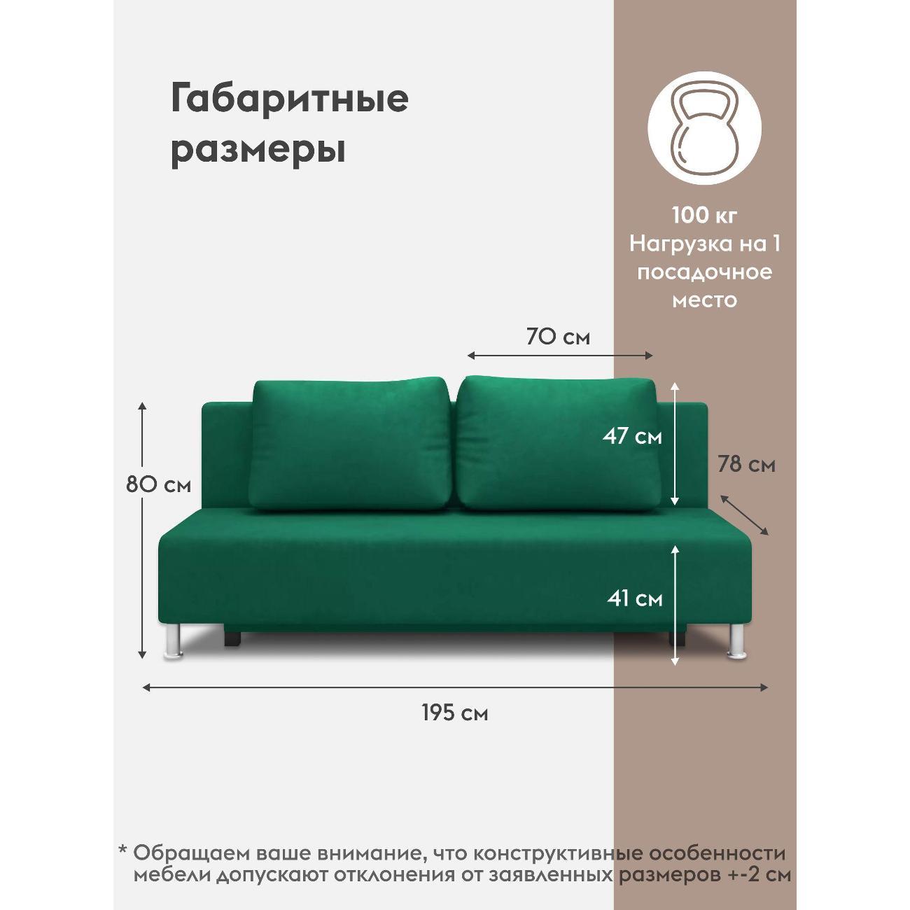 Диван Правила мебели Парма 41981 зеленый (192614)