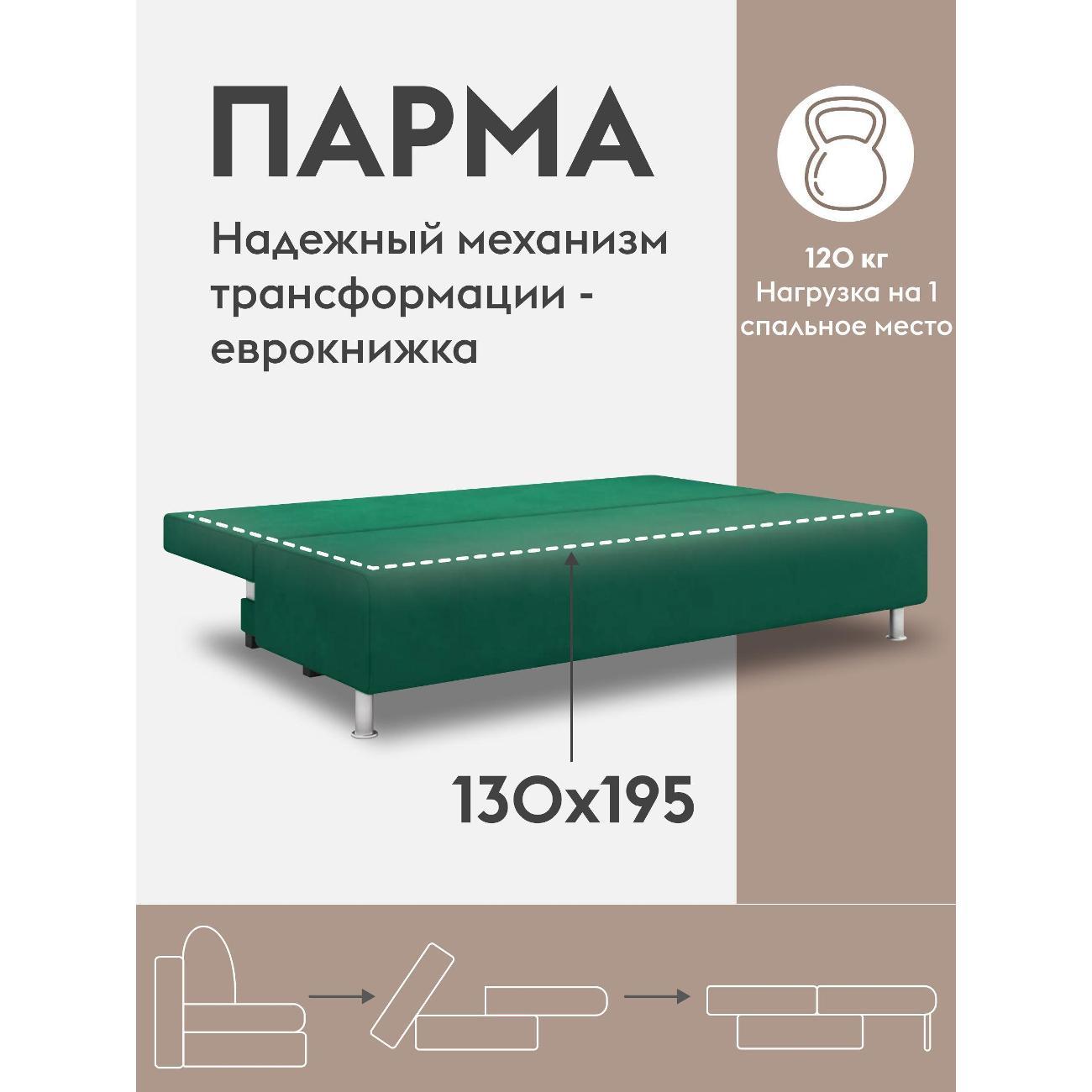 Диван Правила мебели Парма 41981 зеленый (192614)