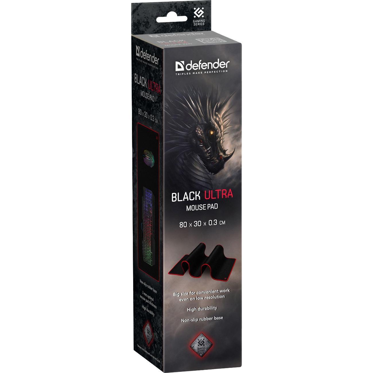 Игровой коврик Defender 800х300 Black Ultra