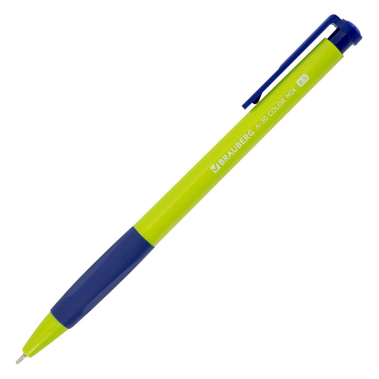 Ручка для письма Brauberg A-30 COLOR линия 0,25мм син 12шт
