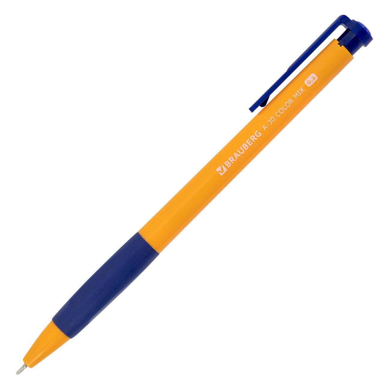 Ручка для письма Brauberg A-30 COLOR линия 0,25мм син 12шт