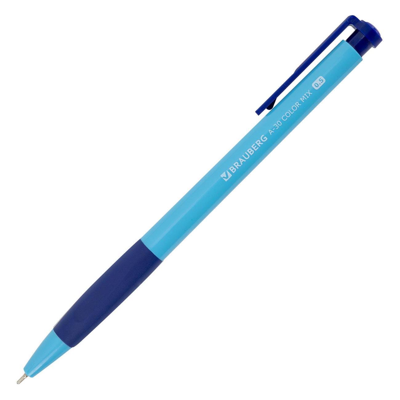 Ручка для письма Brauberg A-30 COLOR линия 0,25мм син 12шт