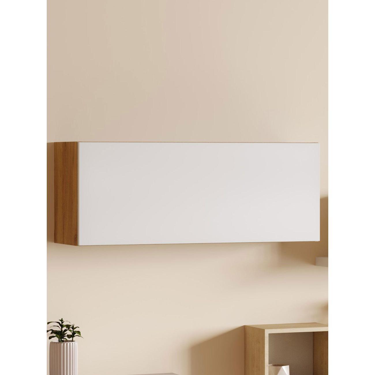 Шкаф Правила мебели Ларенс с полками, 90х35х26 см, Дуб золотой / Белый матовый