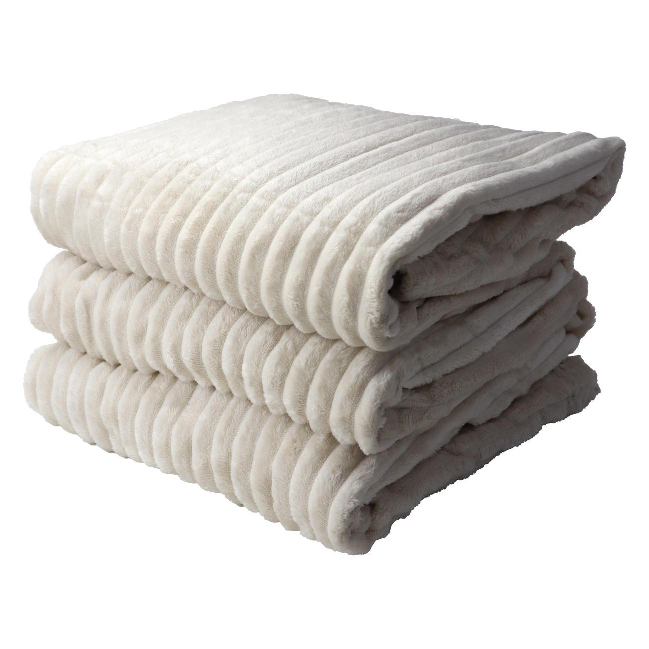 Покрывало туристическое ND Play Полоски велсофт кремовый, 200*220 см