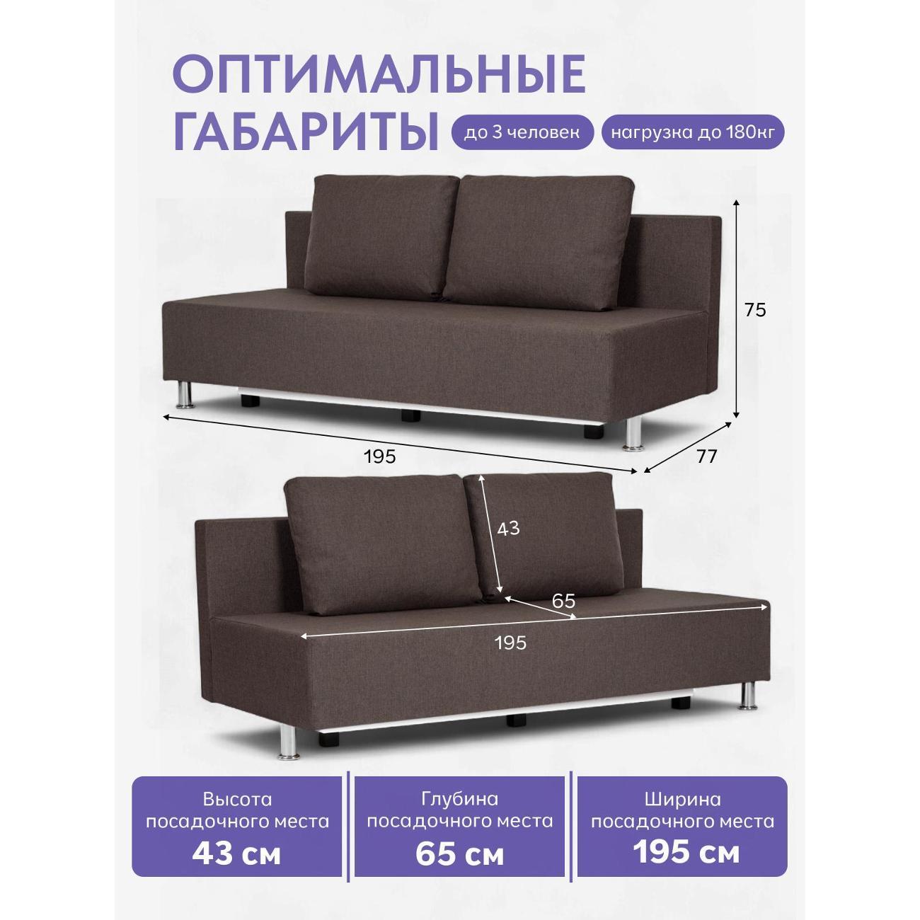 Диван Divan24 Парма коричневый рогожка