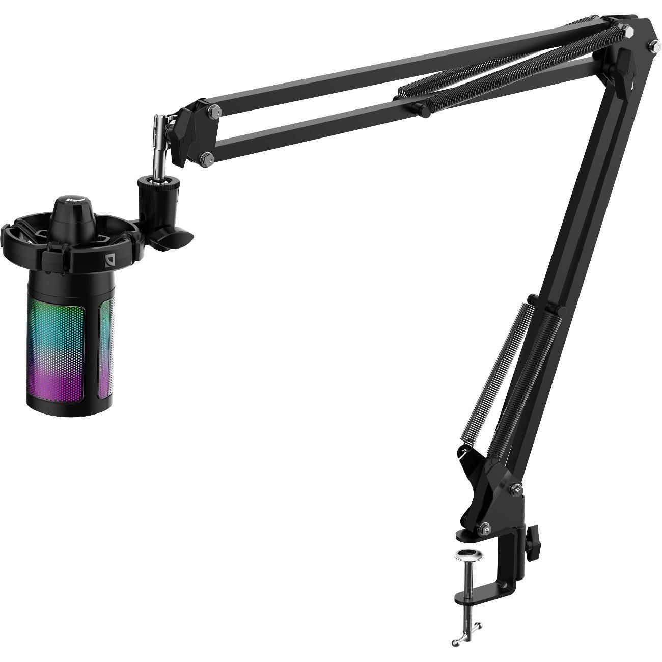 Игровой микрофон для компьютера Defender Impulse GMC 650 USB, RGB, стойка, провод 1.7 м