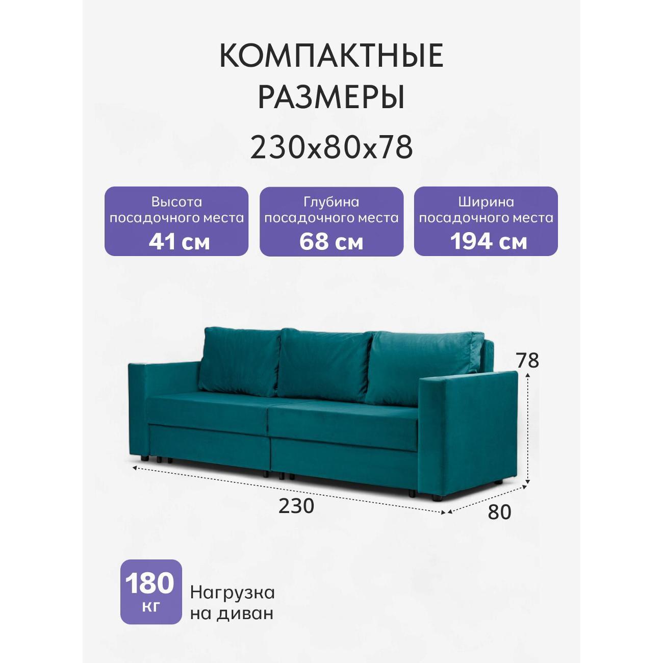 Диван Divan24 Аликанте, зеленый (VelutaLux 26)