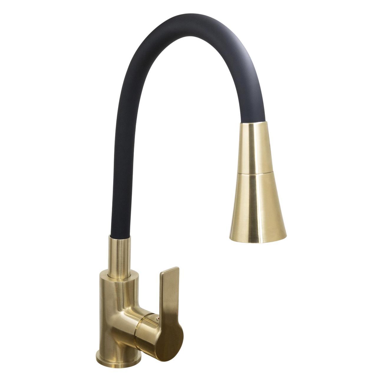 Смеситель Stella Polar Тулуза S3865-2 с гибким изливом, матовое золото/