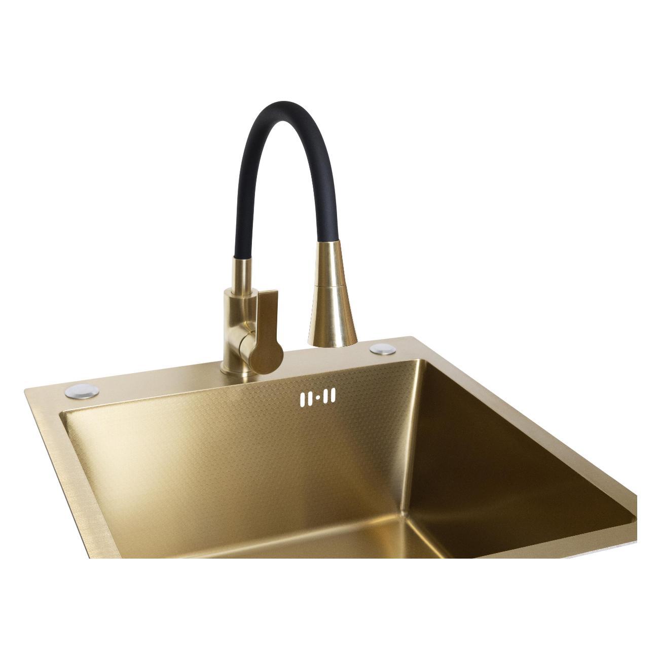 Смеситель Stella Polar Тулуза S3865-2 с гибким изливом, матовое золото/