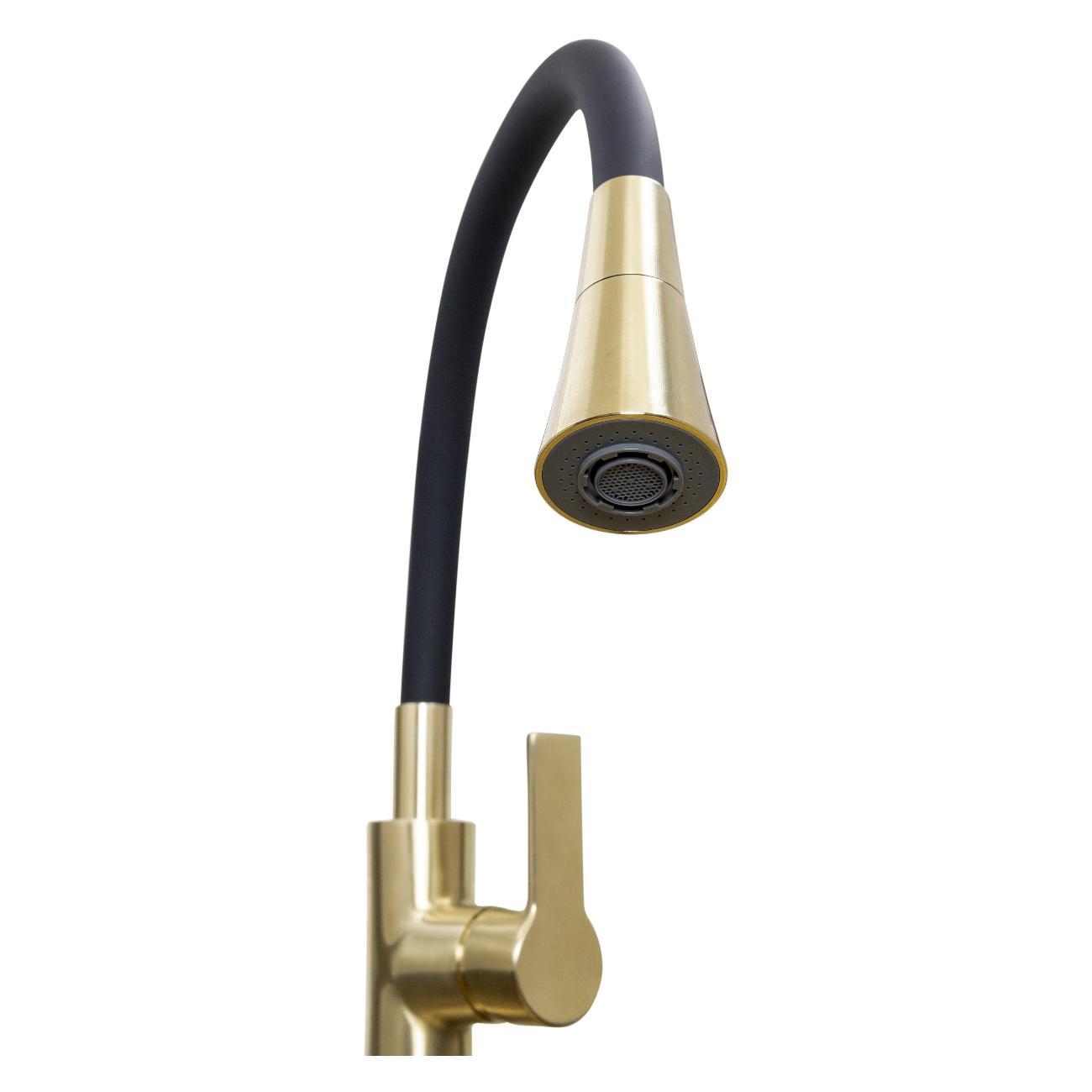 Смеситель Stella Polar Тулуза S3865-2 с гибким изливом, матовое золото/