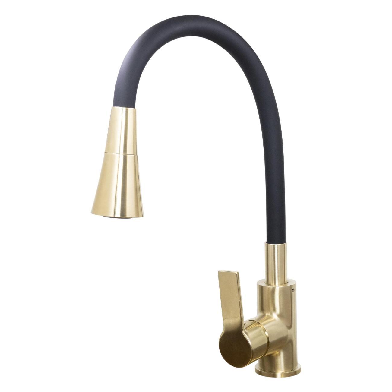 Смеситель Stella Polar Тулуза S3865-2 с гибким изливом, матовое золото/