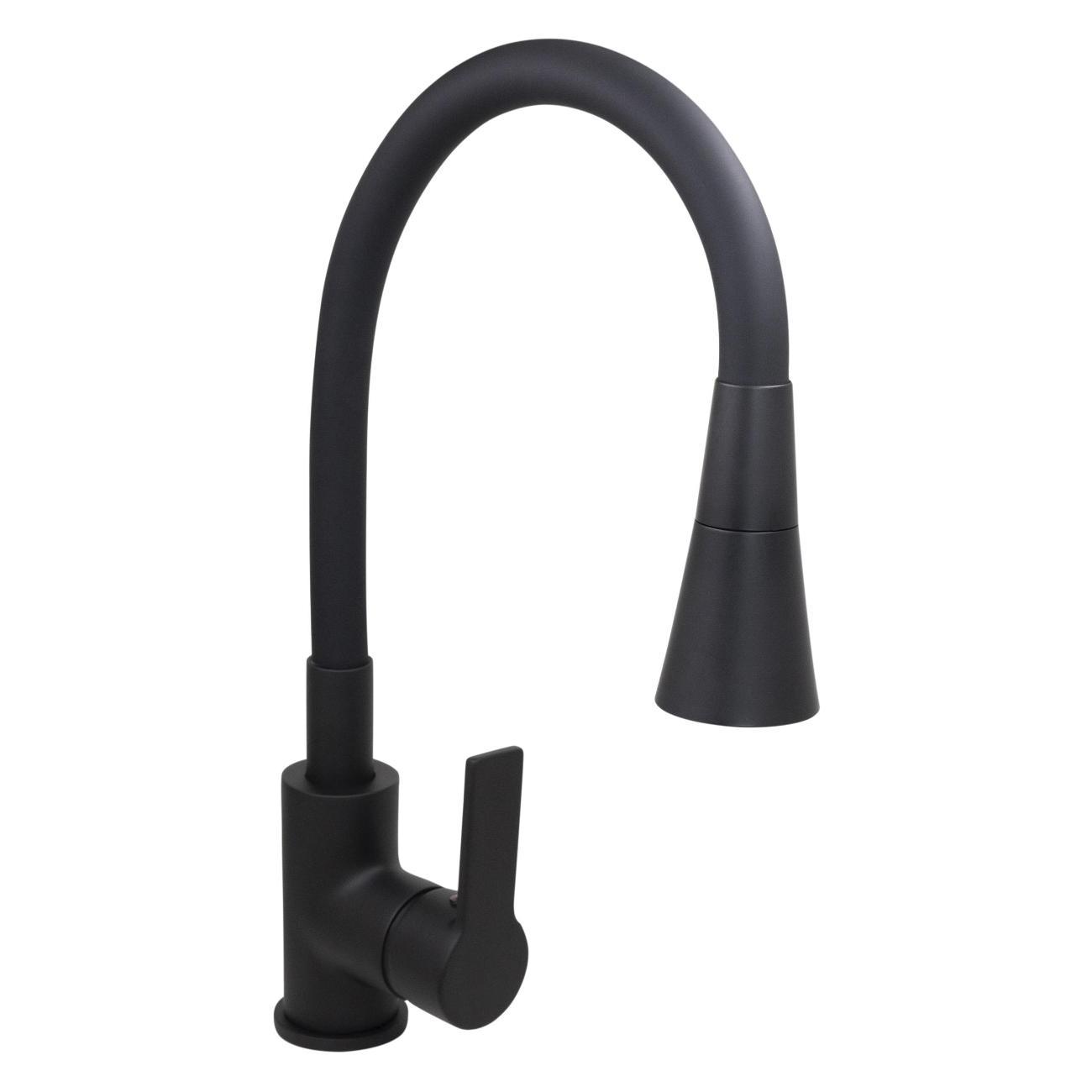 Смеситель Stella Polar Тулуза S3865-2 с гибким изливом, матовый черный