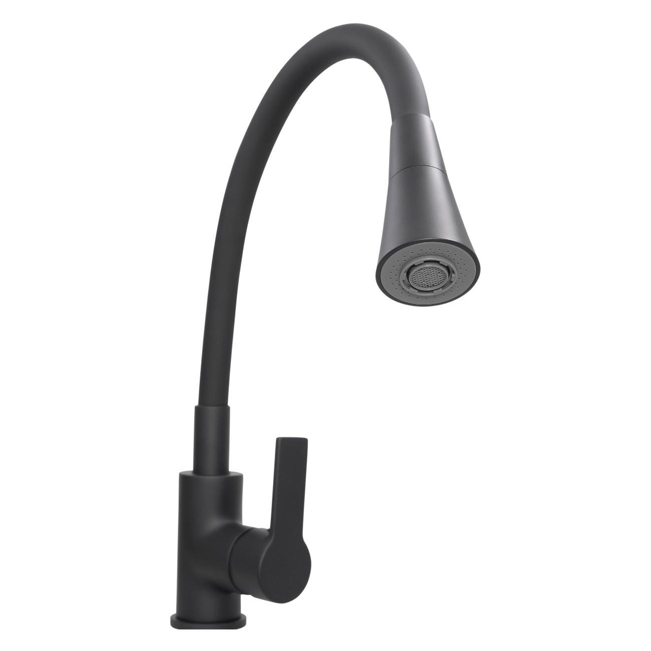 Смеситель Stella Polar Тулуза S3865-2 с гибким изливом, матовый черный