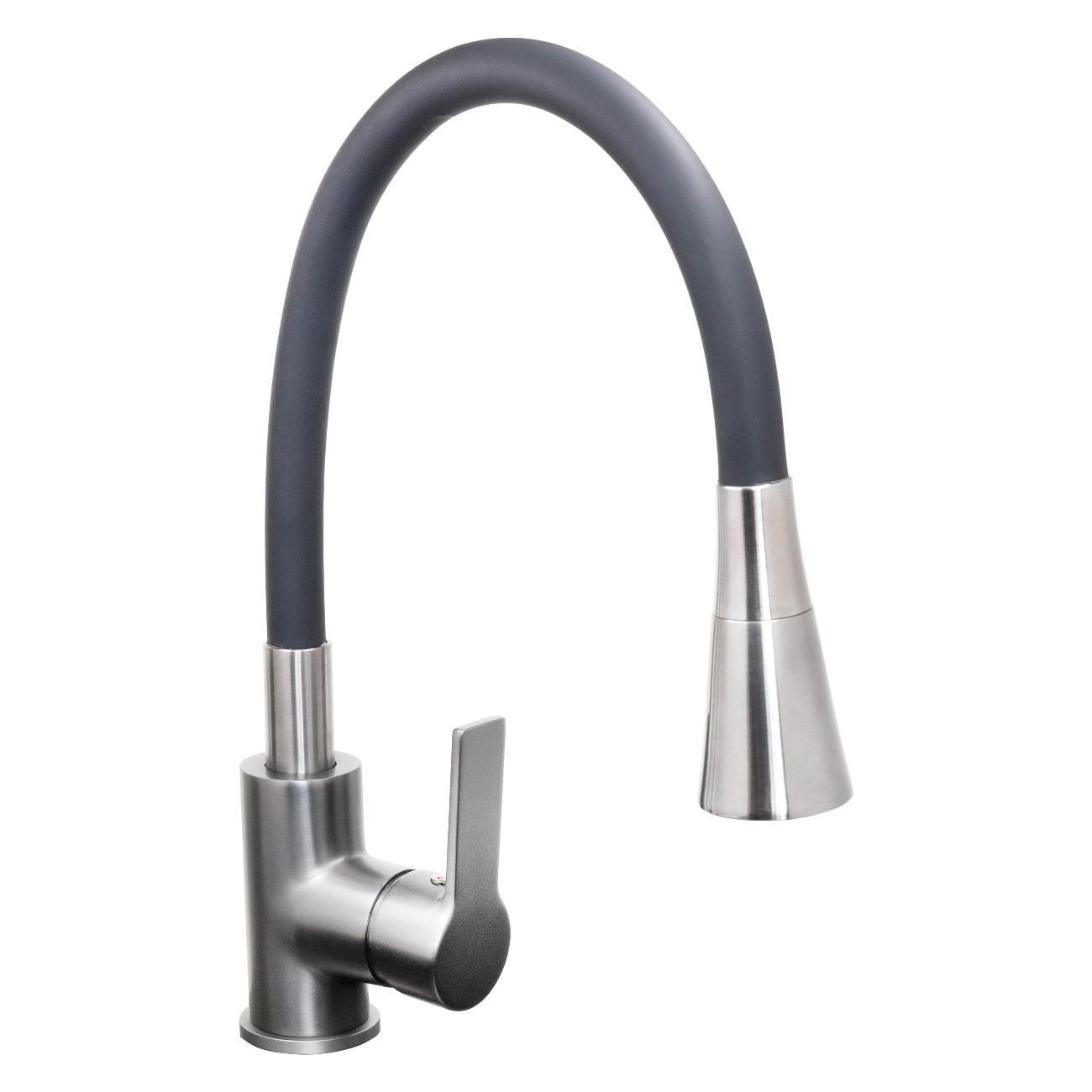 Смеситель Stella Polar Тулуза S3865-2 с гибким изливом, оружейная сталь/ черный