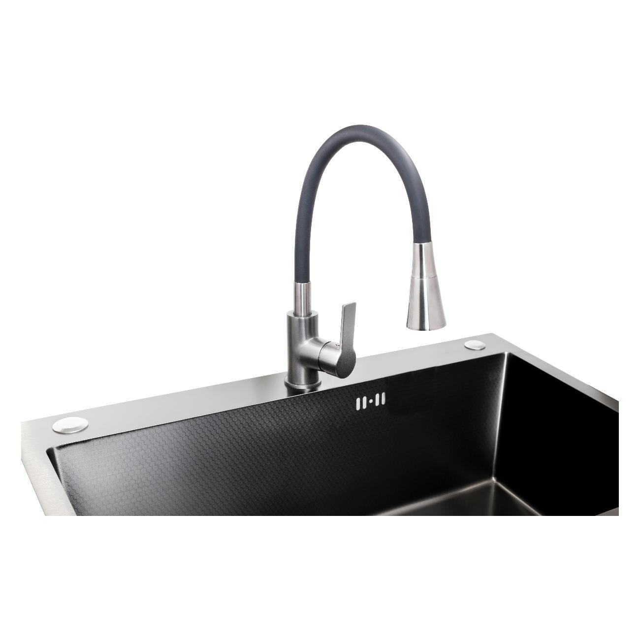 Смеситель Stella Polar Тулуза S3865-2 с гибким изливом, оружейная сталь/ черный