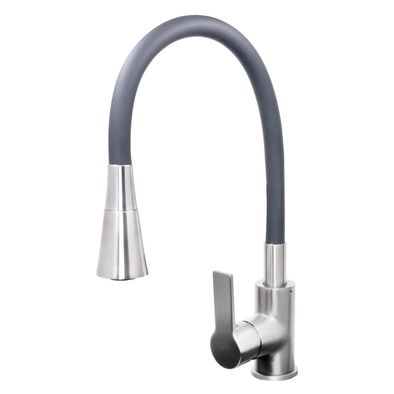 Смеситель Stella Polar Тулуза S3865-2 с гибким изливом, оружейная сталь/ черный