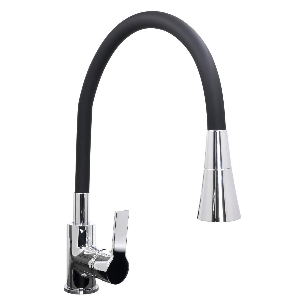 Смеситель Stella Polar Тулуза S3865-2 с гибким изливом, хром / черный