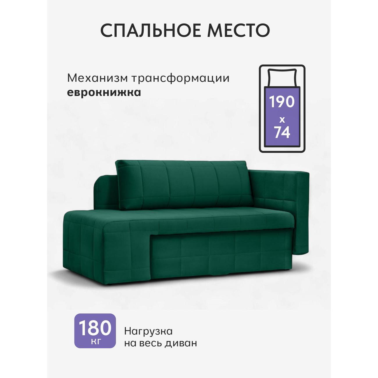 Диван Divan24 Гоа зелёный велюр (Velutto lux 33)