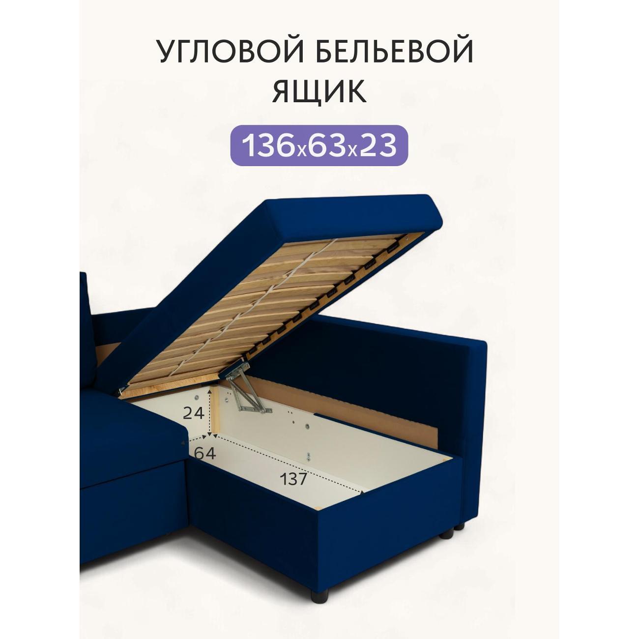 Диван Divan24 Траумберг синий велюр