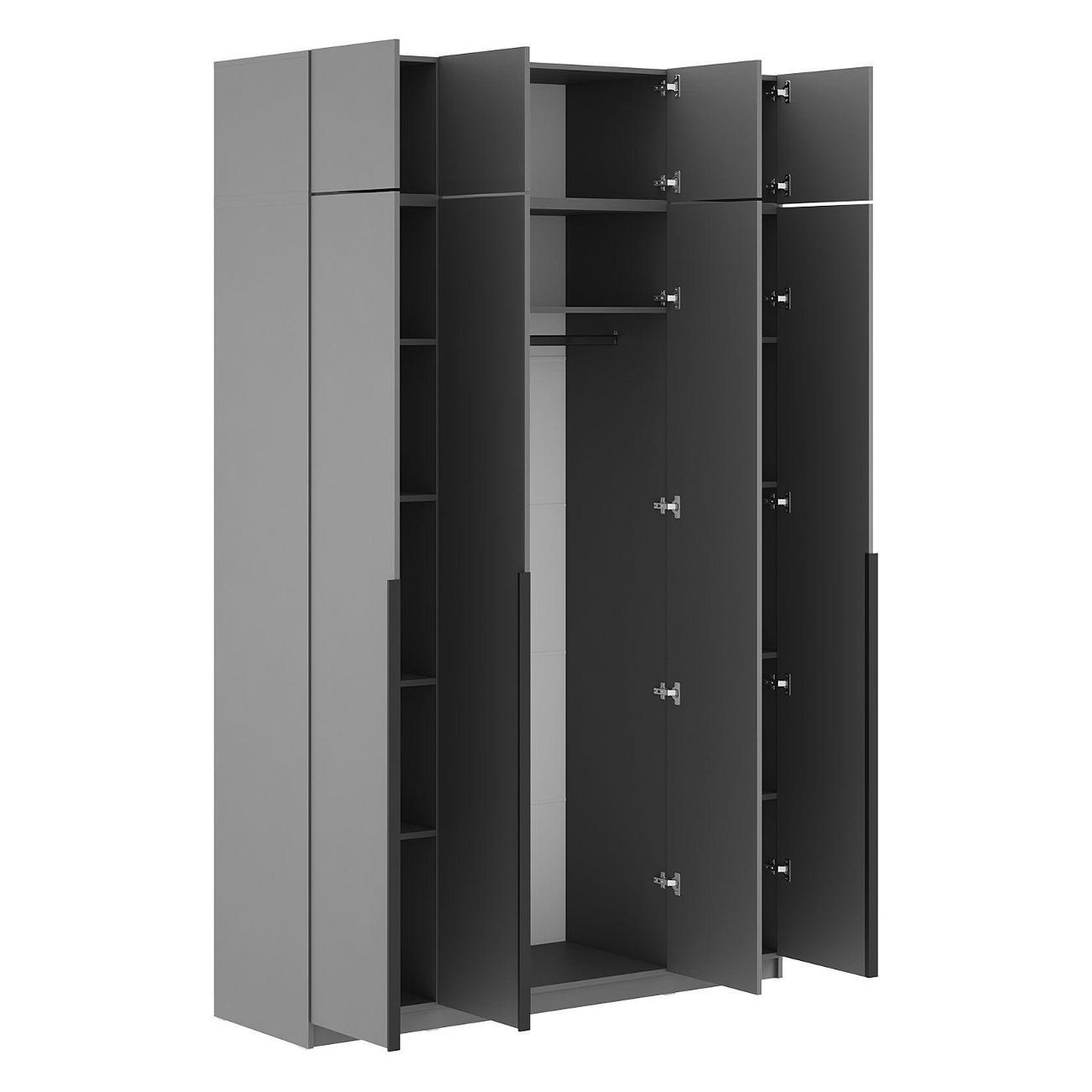 Шкаф Правила мебели Сеул с антресолями серый (187660)