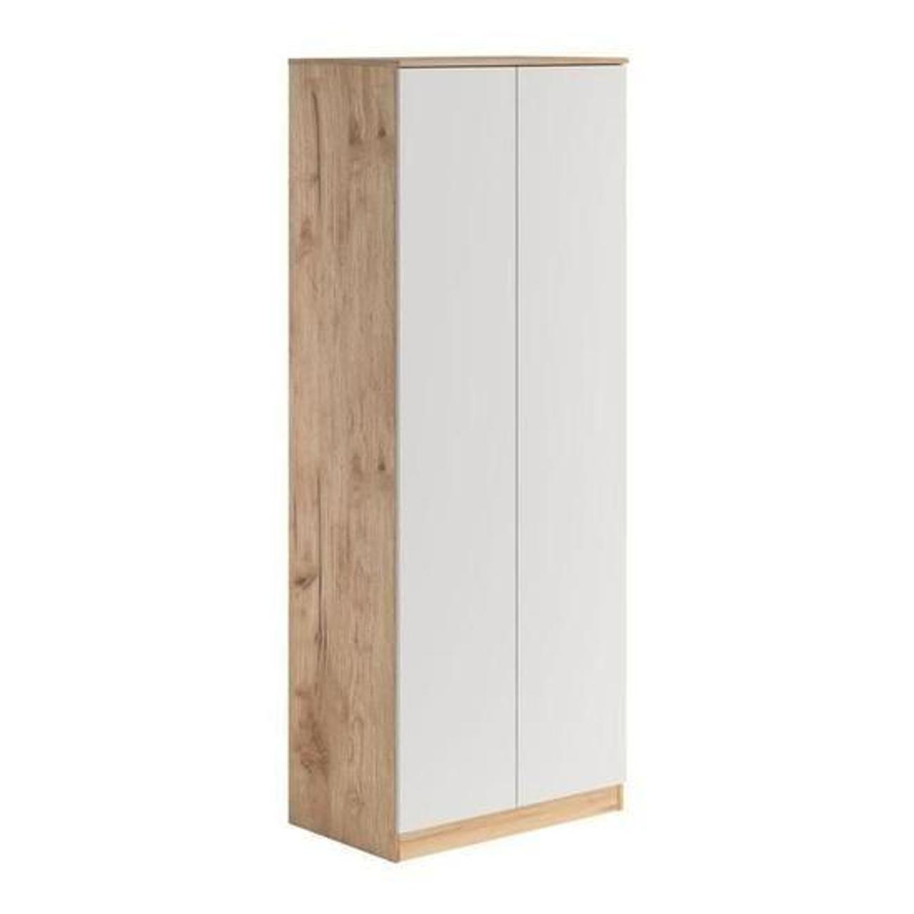 Шкаф Правила мебели Охта Лайт со штангой, с полками, 80.2х48.2х210 см, Дуб Вотан / Белый
