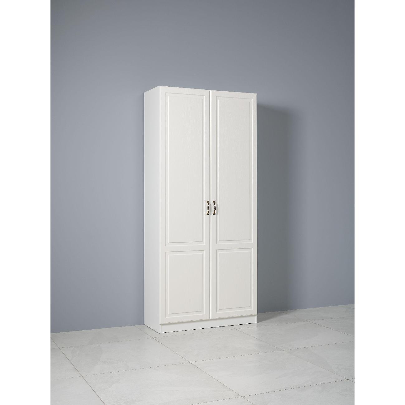 Шкаф Правила мебели Ливерпуль с полками, со штангой, без карниза, 100х41.4х220.3 см, Ясень Ваниль / Белый