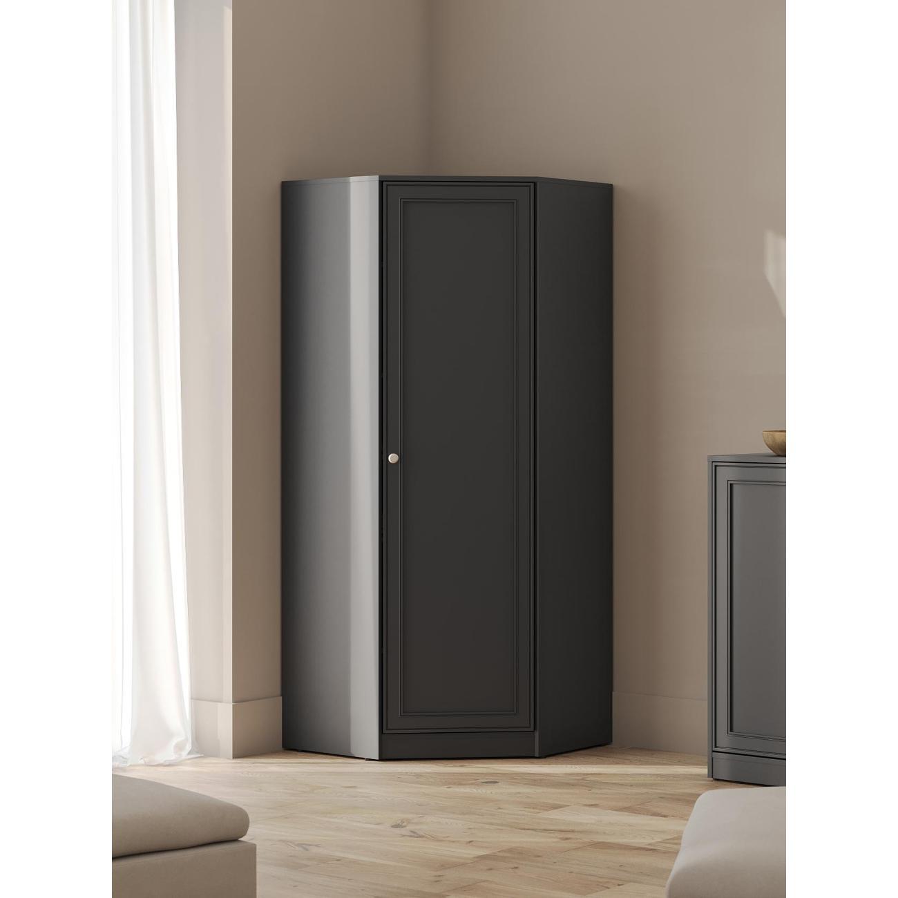 Шкаф Правила мебели Люсиль угловой, с полками, 75.5х75.5х180.6 см, Графит