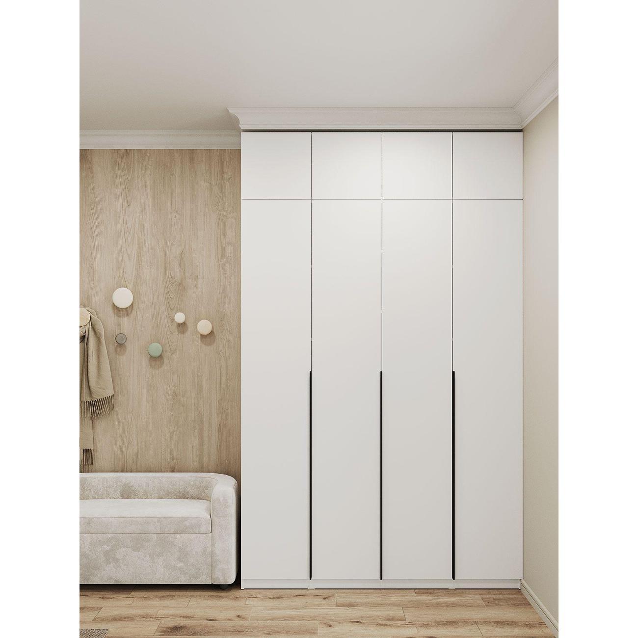 Шкаф Правила мебели Сеул с полками, с ящиками, со штангой, с антресолью, 160.1х50.6х260 см, Белый текстурный