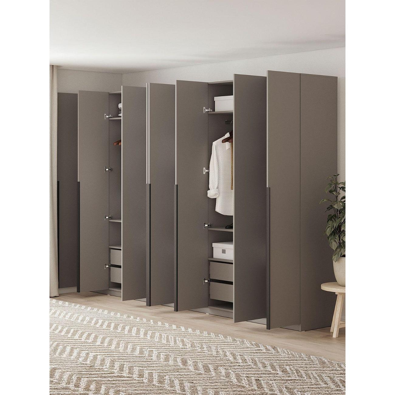 Шкаф Правила мебели Сеул с полками, с ящиками, со штангой, с доводчиками, 320.2х50.6х221.6 см, Меланж