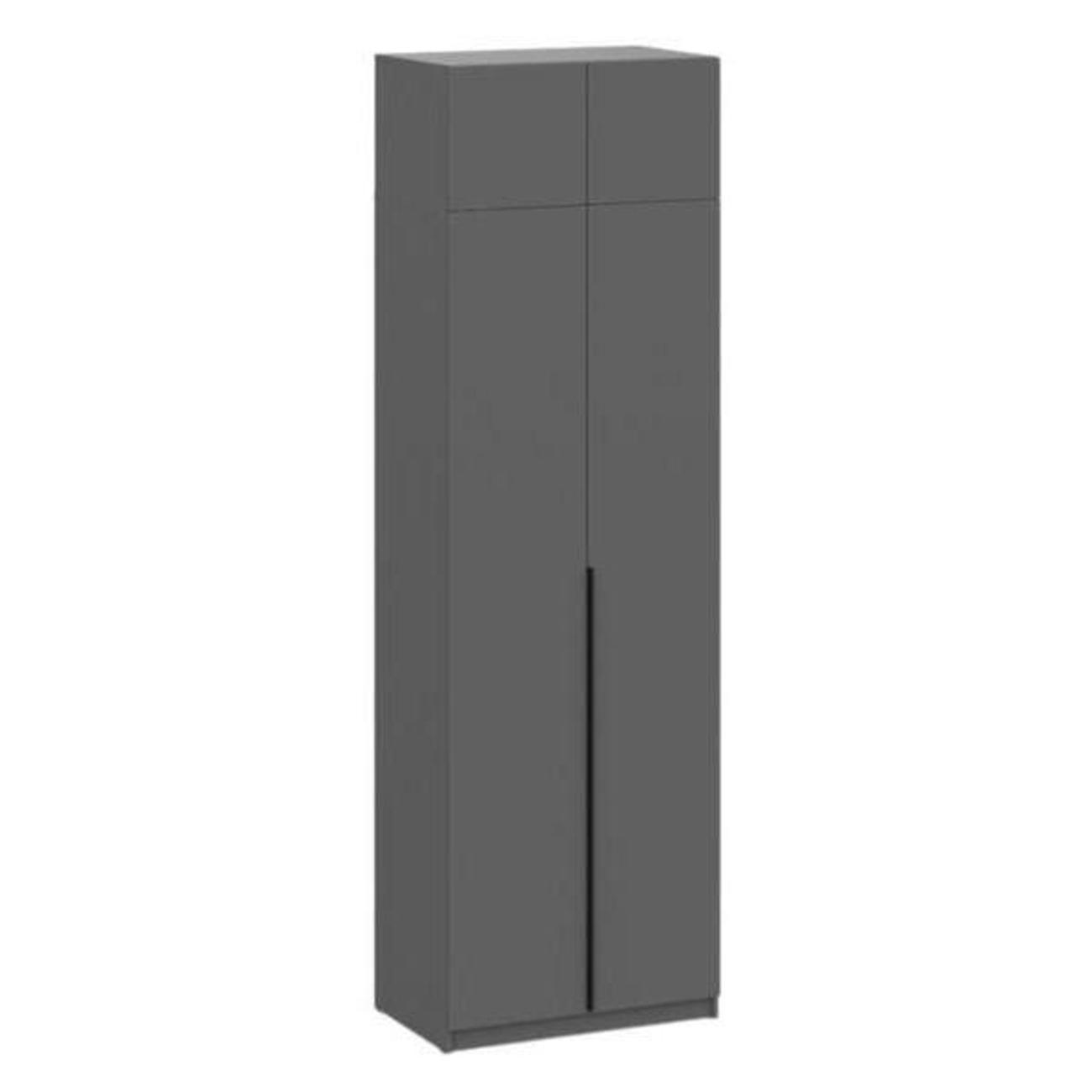 Шкаф Правила мебели Сеул с полками, со штангой, с антресолью, 80.1х50.6х260 см, Графит