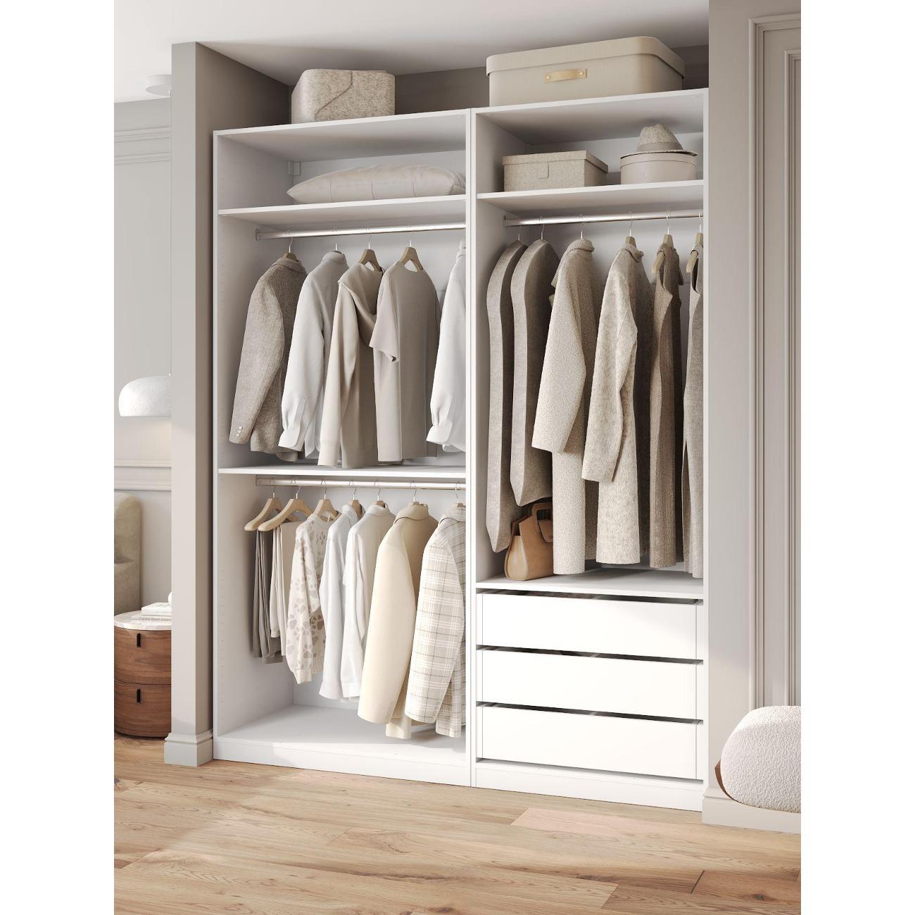 Шкаф Правила мебели Стайл с полками, с ящиками, с продольной штангой, без дверей, 180х59х229.3 см, Белый