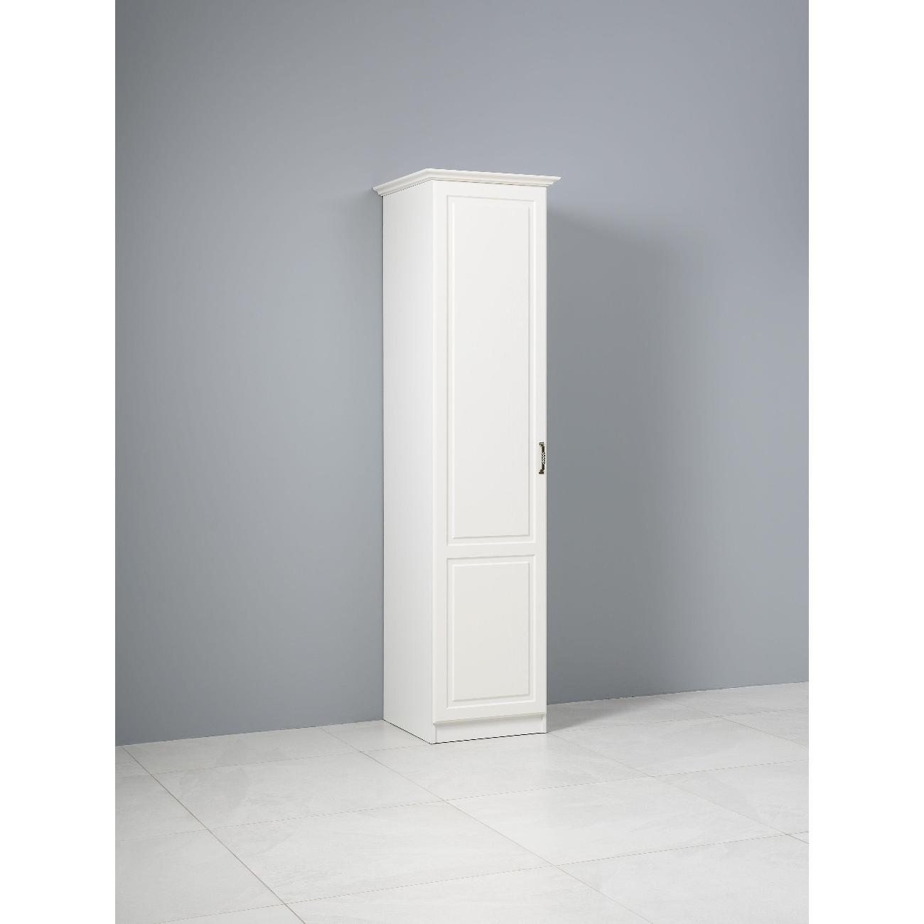 Шкаф Правила мебели Ливерпуль с полками, со штангой, с карнизом, 50х54.1х223.5 см, Ясень Ваниль / Белый