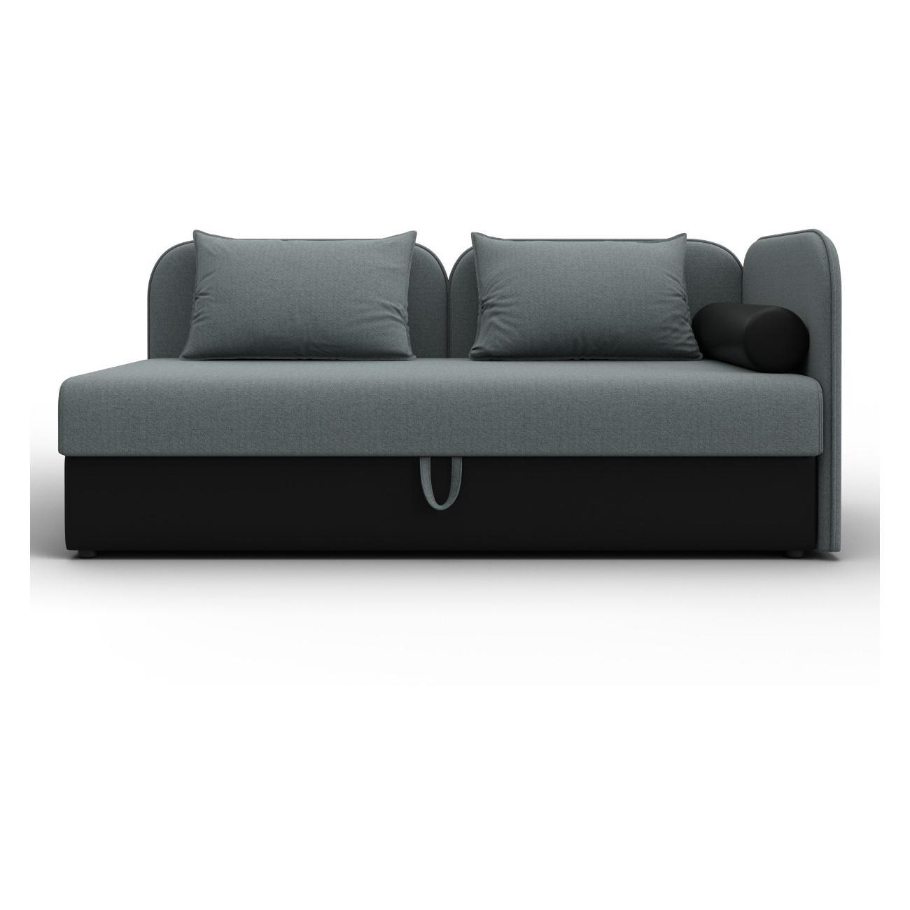 Диван Лига Диванов Лига-094 НПБ (основа рогожка Амур 07 серый/компаньон экокожа черный) 132528