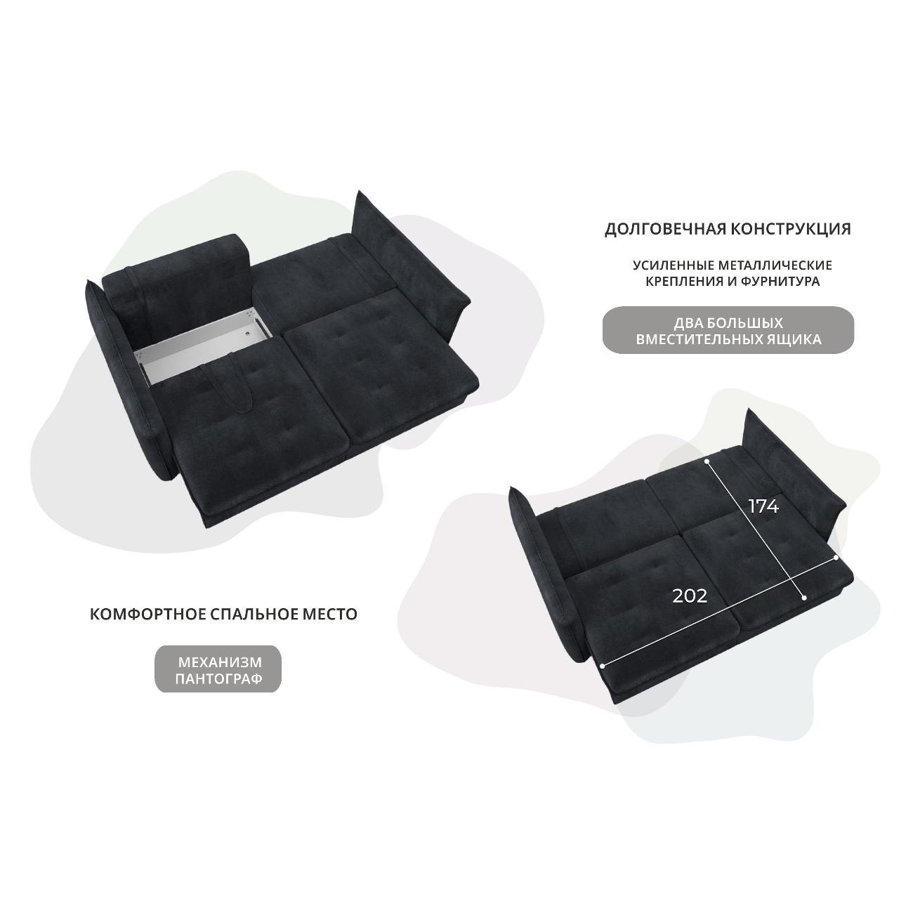 Диван Лига Диванов Лига-100 НПБ(полностью велюр TOWER 11 темно-серый) 133657