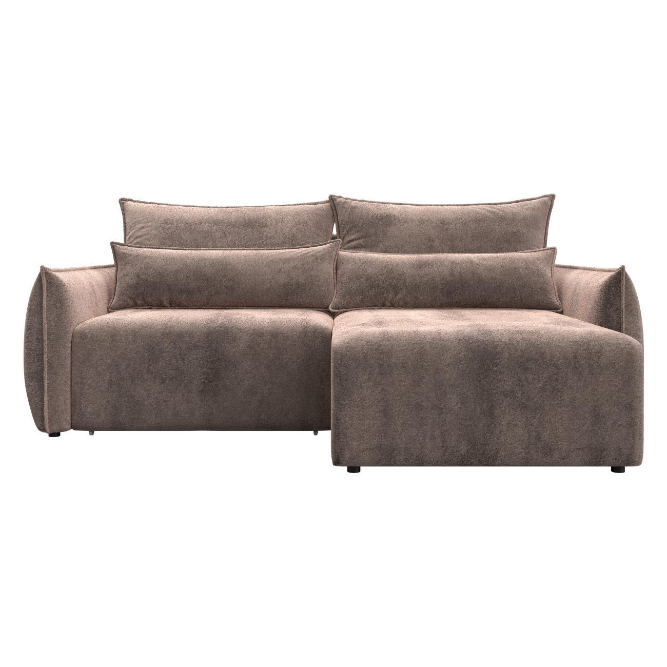 Диван Лига Диванов Лига-051 НПБ угол универсальный (полностью велюр TOWER 05 бежевый) 128652