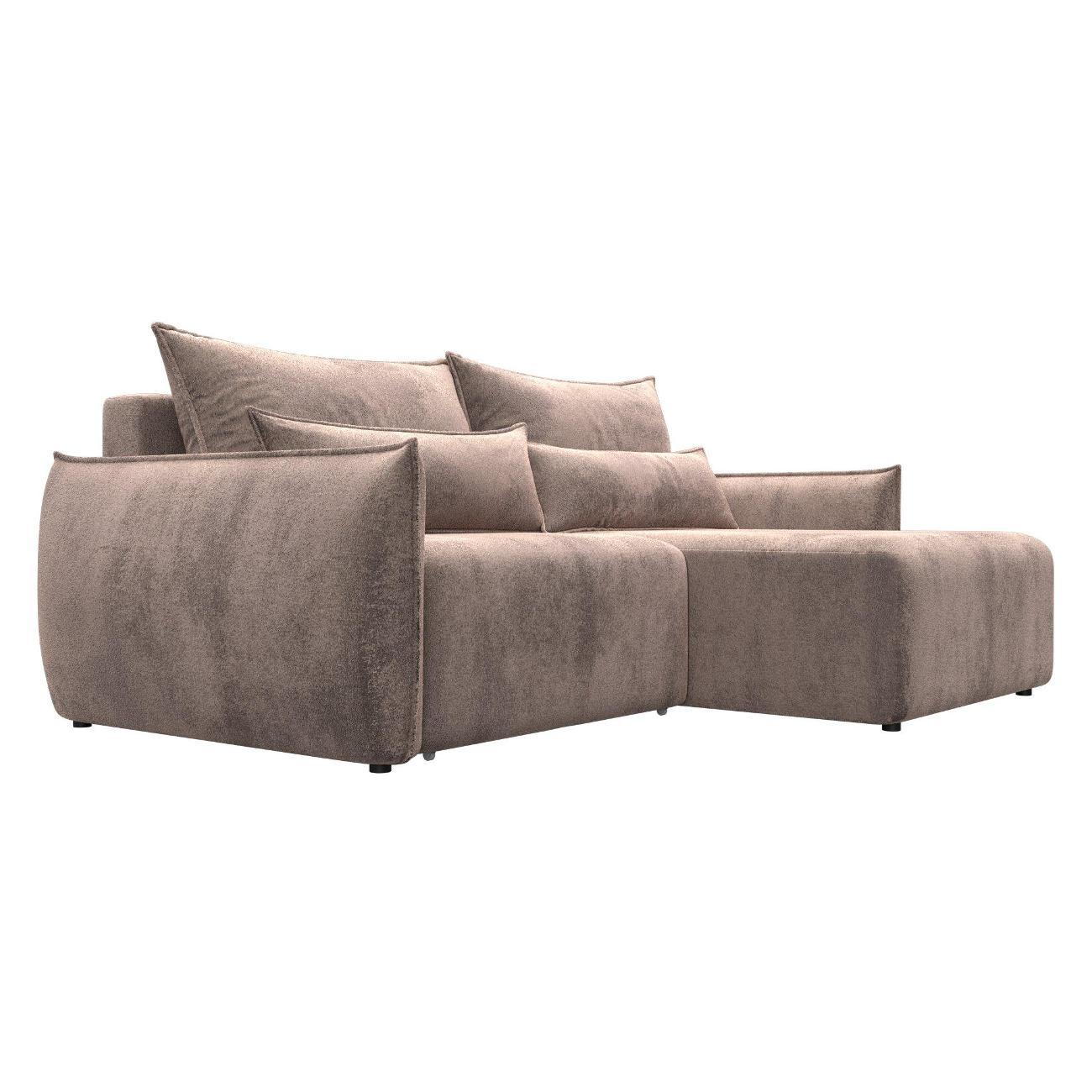 Диван Лига Диванов Лига-051 НПБ угол универсальный (полностью велюр TOWER 05 бежевый) 128652