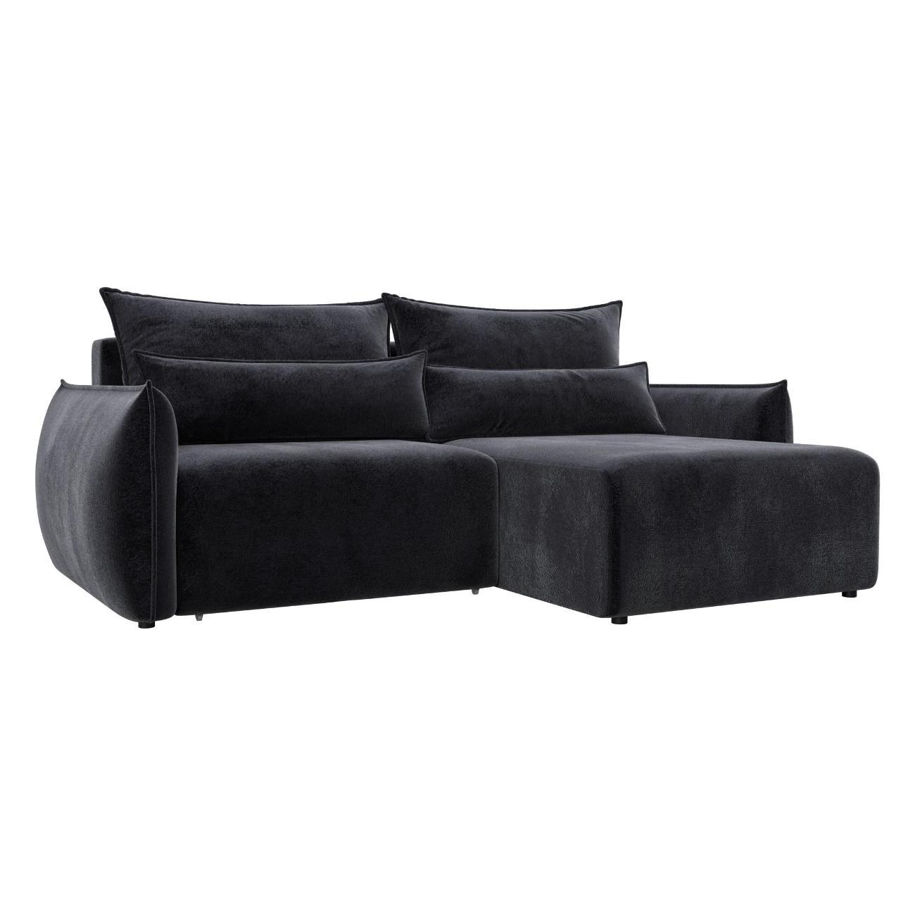 Диван Лига Диванов Лига-051 НПБ угол универсальный (полностью велюр TOWER 11 темно-серый) 128655