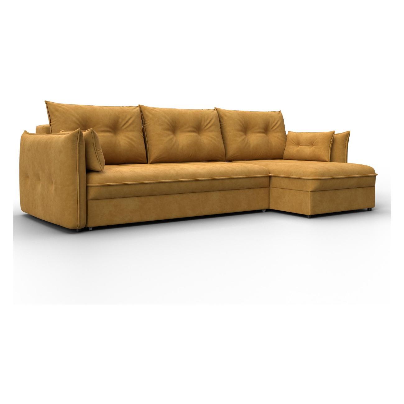 Диван Лига Диванов Лига-100 НПБ угол универсальный (полностью велюр BRUT 10 желтый) 133658