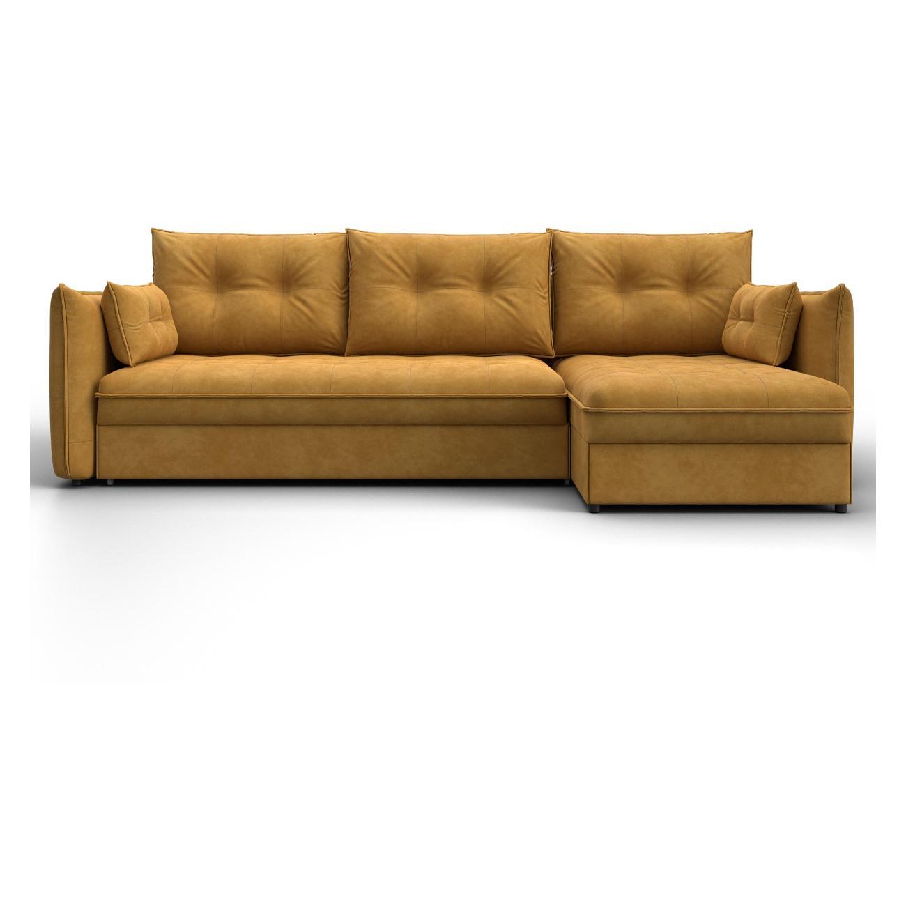 Диван Лига Диванов Лига-100 НПБ угол универсальный (полностью велюр BRUT 10 желтый) 133658