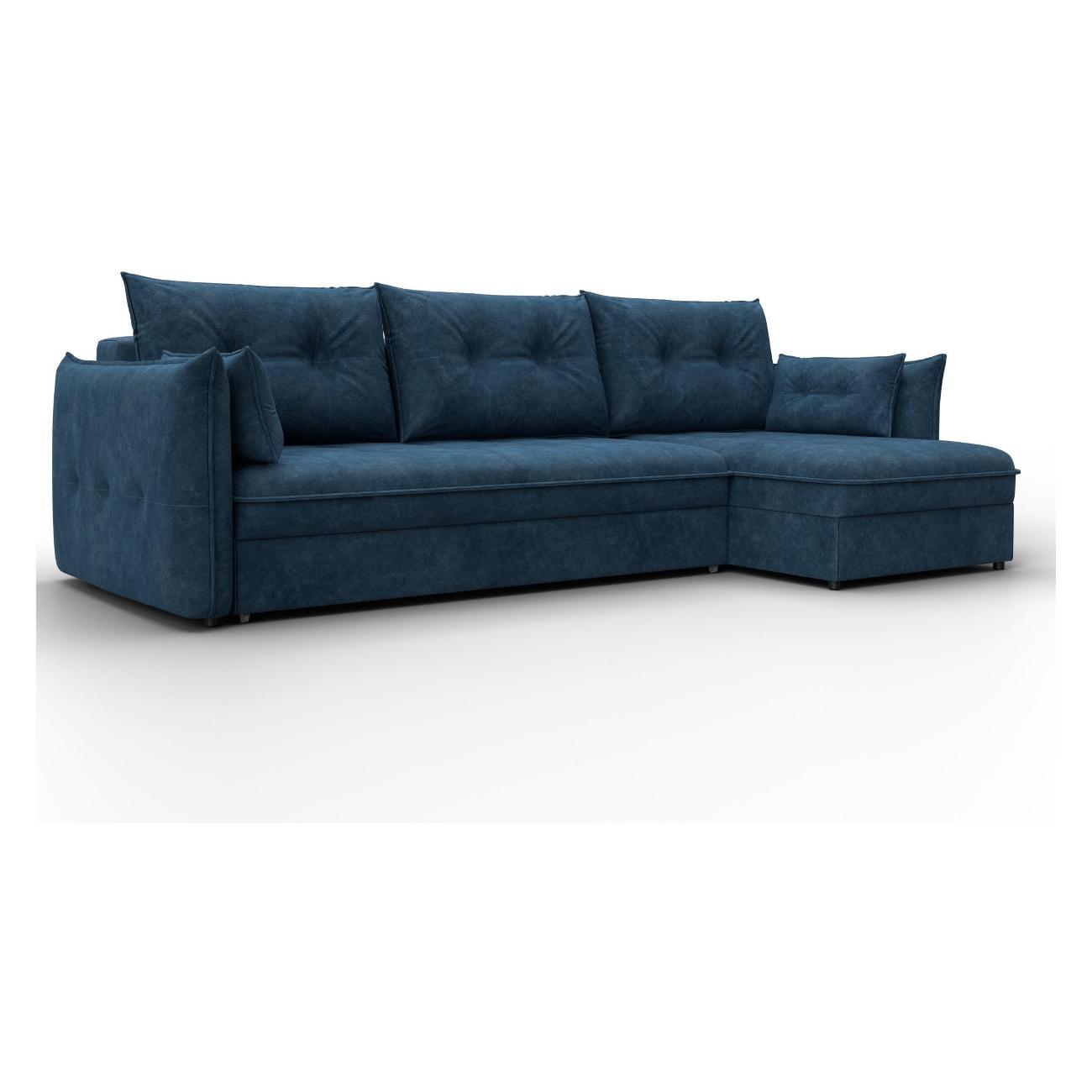 Диван Лига Диванов Лига-100 НПБ угол универсальный (полностью велюр BRUT 11 синий)
