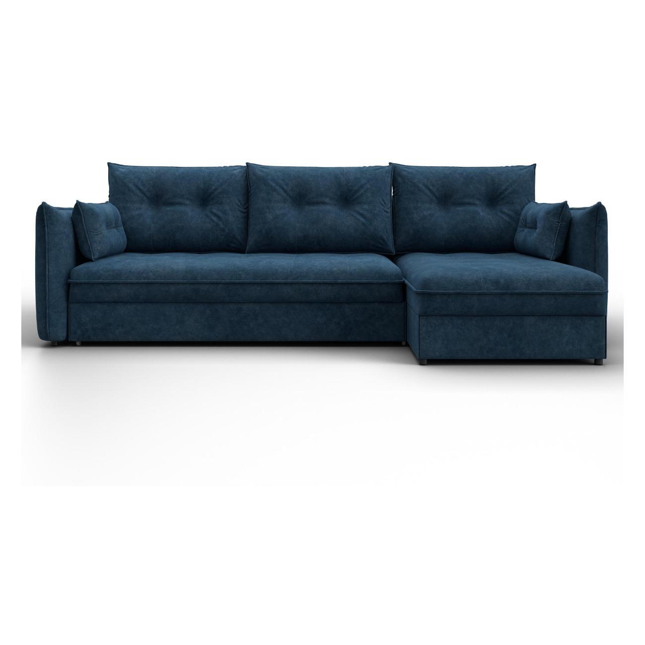Диван Лига Диванов Лига-100 НПБ угол универсальный (полностью велюр BRUT 11 синий)