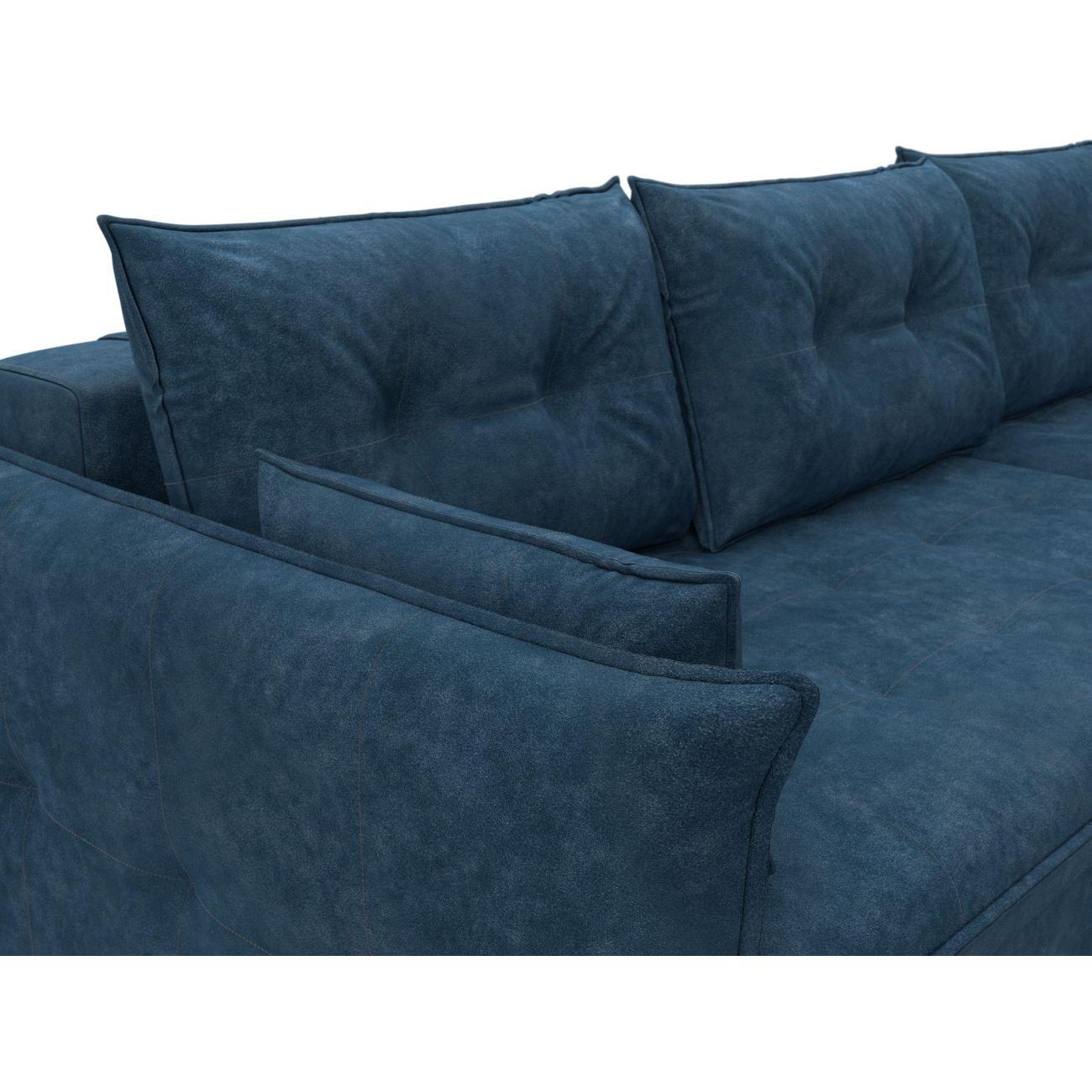 Диван Лига Диванов Лига-100 НПБ угол универсальный (полностью велюр BRUT 11 синий)