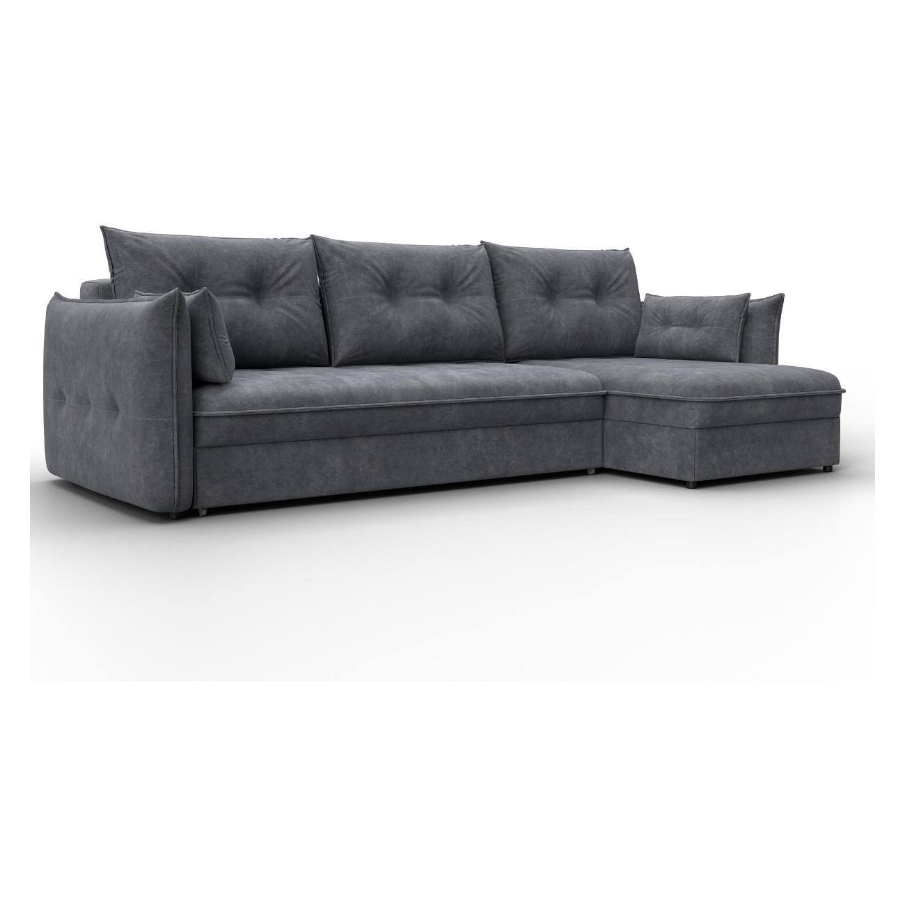 Диван Лига Диванов Лига-100 НПБ угол универсальный (полностью велюр BRUT 16 темно-серый)